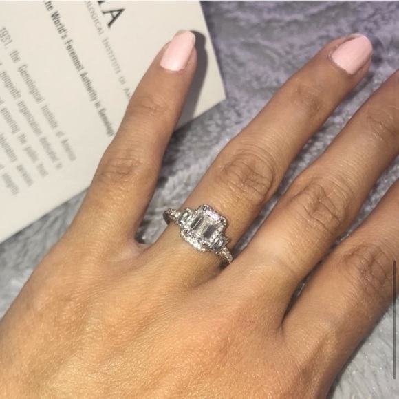 🪞 TACORI Diamond Engagement wedding Emerald Cut 18k Gold Ring - Picture 4 of 17